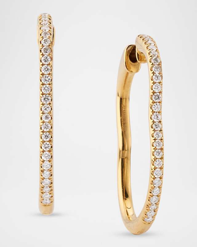 18K Berceau Pave Diamond Hoop Earrings